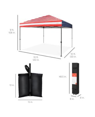 10x10ft Easy Setup Pop Up Canopy w/ 1-Button Setup, Wheeled Case, 4 Weight Bags