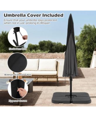 10 ft Cantilever Patio Umbrella with Protective Cover Infinite Tilt and Ruffled Edge