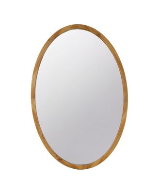 24" x 36" Oval Wall Mirror with Wood Frame, Farmhouse Wood Mirror for Bathroom Entryway Console Lean Against Wall