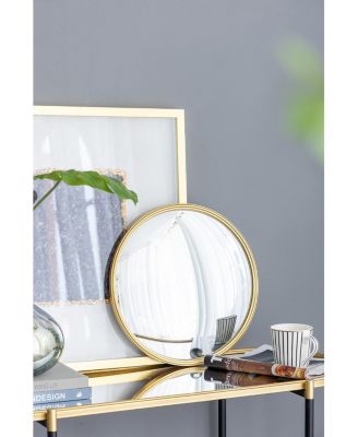 D15" Gold Round Mirror, Circle Mirror with Iron Frame for Living Room Bedroom Vanity Entryway Hallway