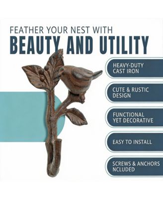 Rustic Cast Iron Wall Hook for Coats and Hats - Decorative, Durable, Easy to Mount