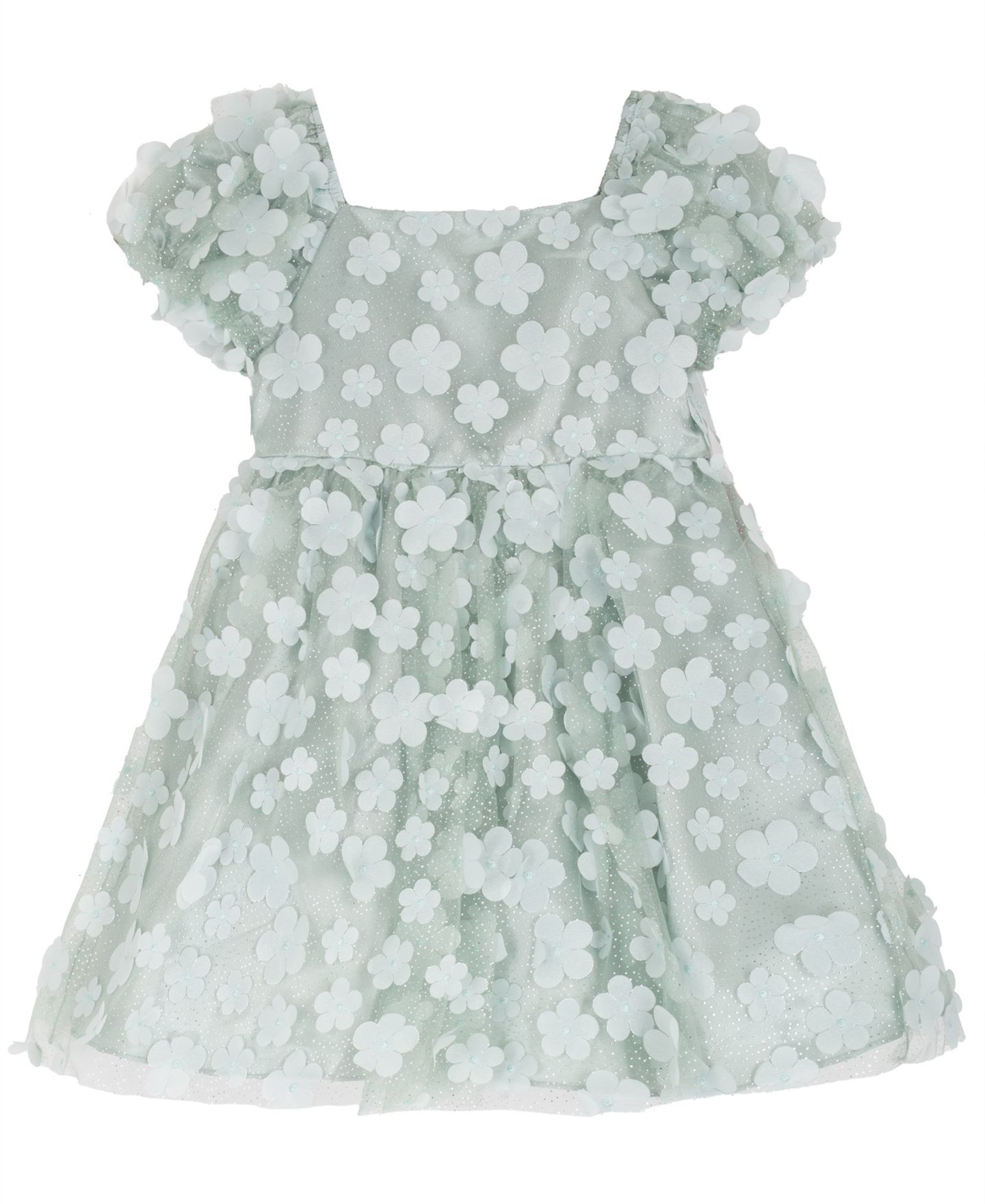 Платье Rare Editions Square Neck Short-Sleeve для девочек, цвет: Шалфейный — фото 4