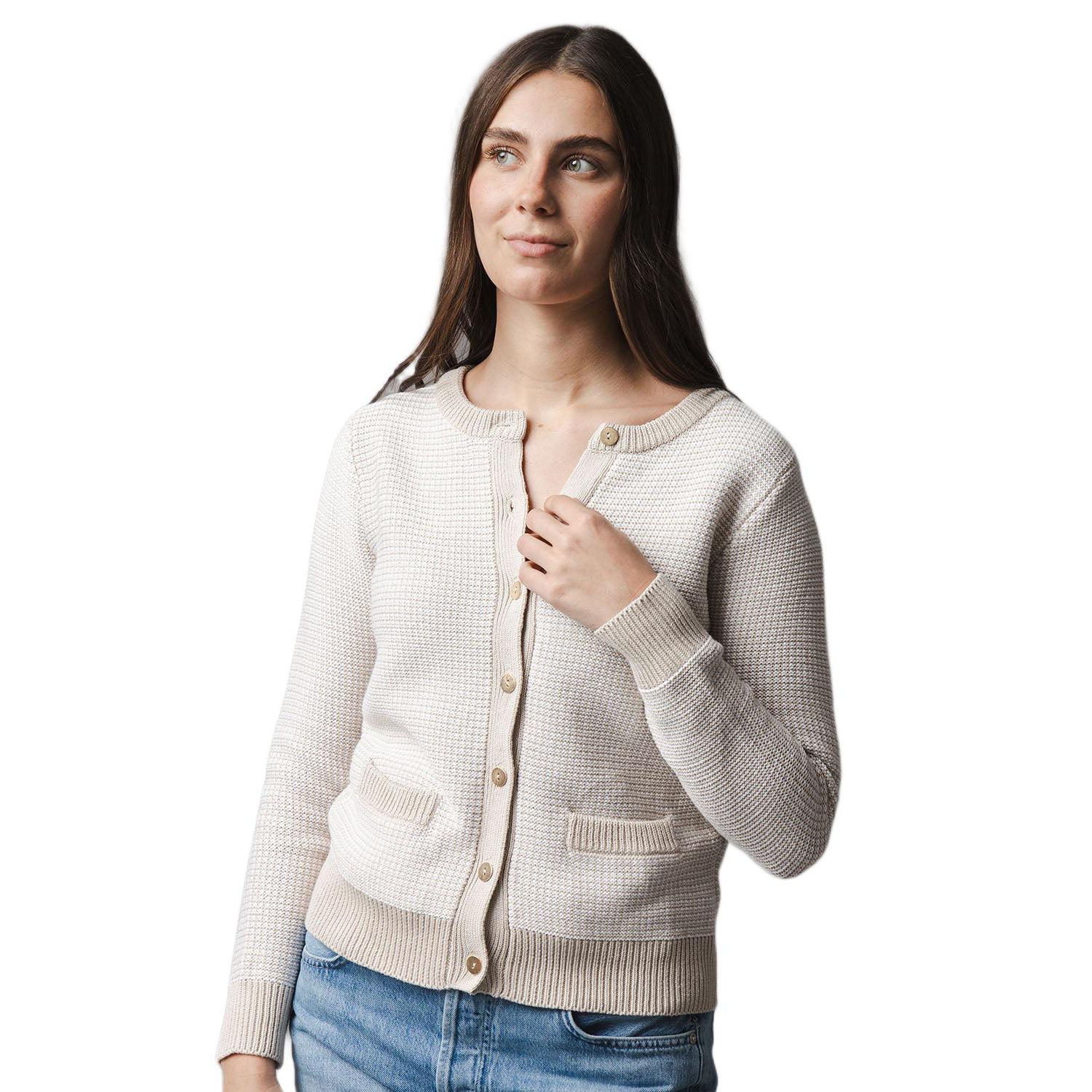 Hope and Henry Women's Organic Tweed Stitch Sweater Cardigan
