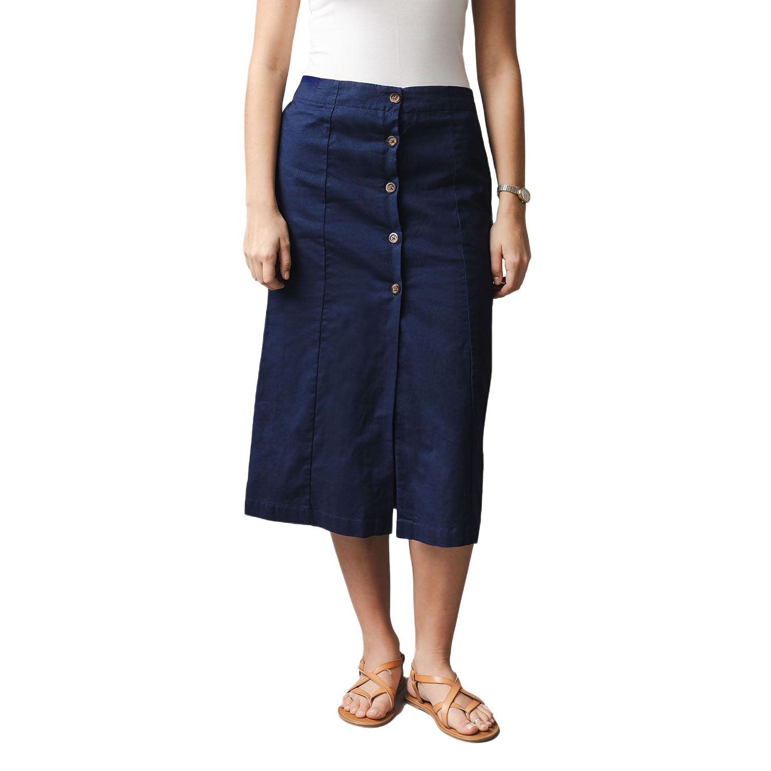 Women's Linen Button Front Skirt