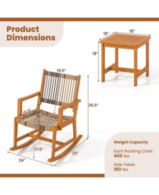 3 Piece Patio Rocking Bistro Set with Acacia Wood Frame