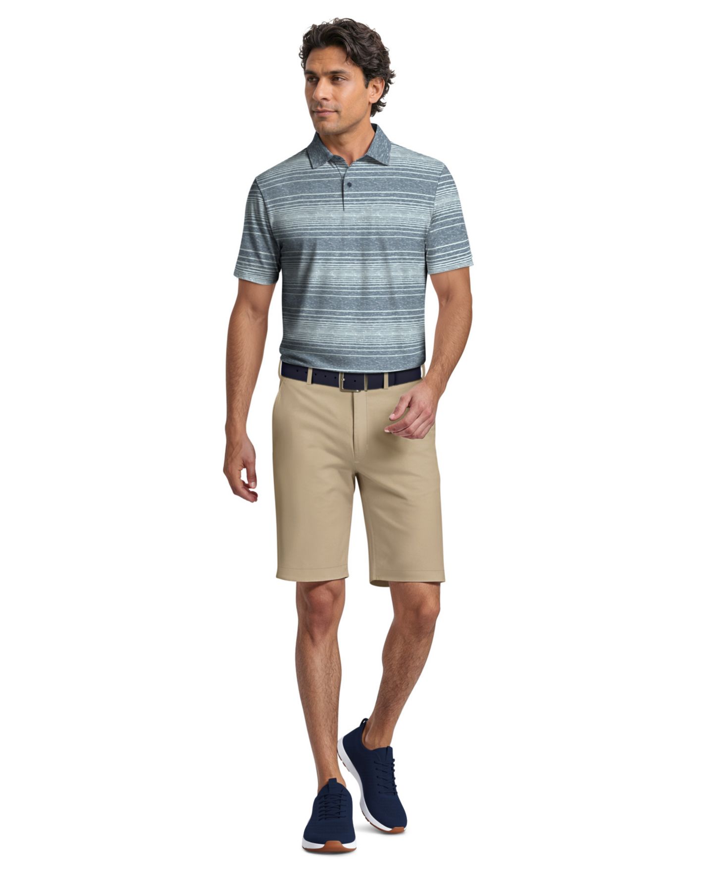 Мужское поло PGA TOUR Jaspe Stripe Golf Polo Shirt, цвет: Синий — фото 2