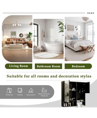 29" x 28" Wall Mounted Bathroom Medicine Cabinet with Mirror and Towel Bar