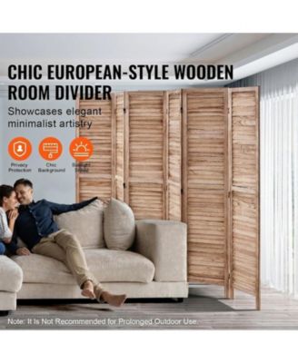 Wood Room Divider, 6 Panel Folding Privacy Screen, for Home or Office Use