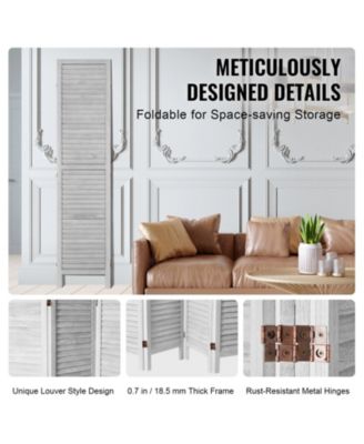 Wood Room Divider, 4 Panel Folding Privacy Screen for Home and Office Use