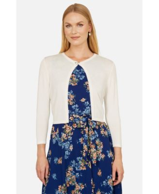 Women's Diamante Button Cropped Cardigan