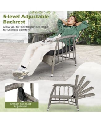 3 Piece Patio Wicker Furniture Set with Adjustable Backrest