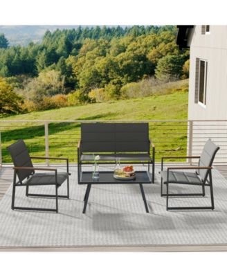 4 Piece Outdoor Conversation Patio Furniture Set