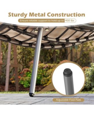 3 Piece Wicker Conversation Set with Cushioned Papasan Chairs