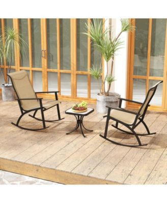 Heavy Duty Rocking Bistro Set with High Back Chairs and Table