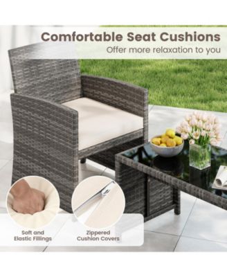 4 Piece Patio Conversation Set with Chairs Loveseat and Table