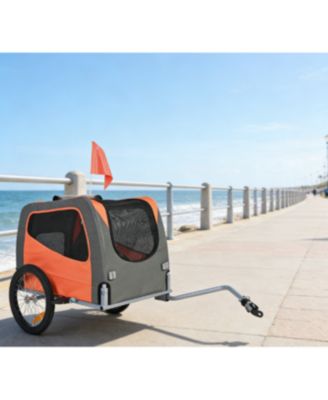 Cat Bike Trailer Supports 66 lbs Pet Cart w Quick Fold Frame QR Wheels Universal Coupler Reflectors Flag Collapsible