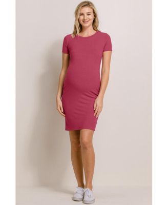 Maternity Ribbed Bodycon Short Sleeve Dress