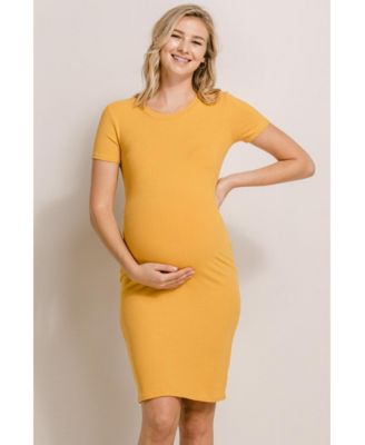 Maternity Ribbed Bodycon Short Sleeve Dress