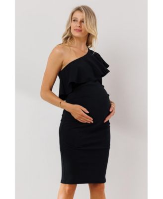 Maternity One-Shoulder Ruffle Bodycon Dress