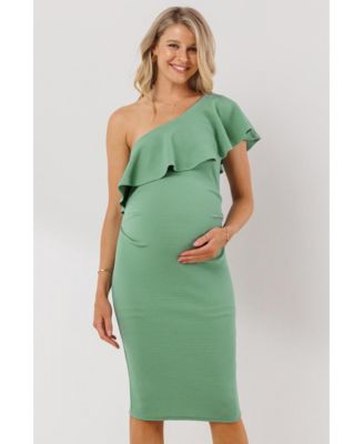 Maternity One-Shoulder Ruffle Bodycon Dress