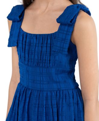 Girls' 7-16 Chiffon Clipdot Ruched Sleeveless Romper Dress 