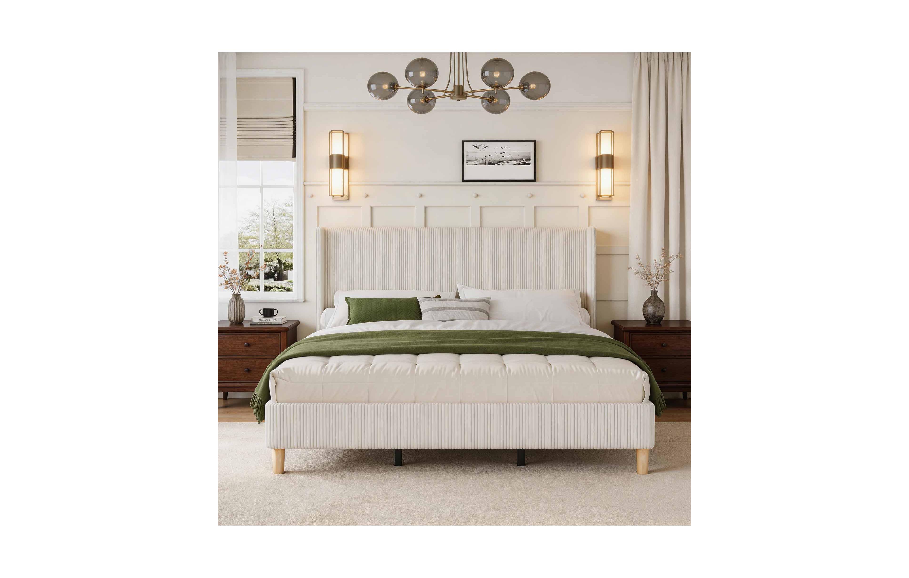 Homfan Upholstered Platform Bed Frame