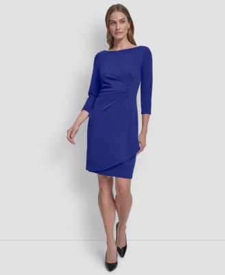Women's 3/4-Sleeve Ruched Short Dress