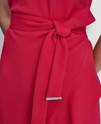 Women's Flutter Short-Sleeve V-Neck Faux-Wrap Dress