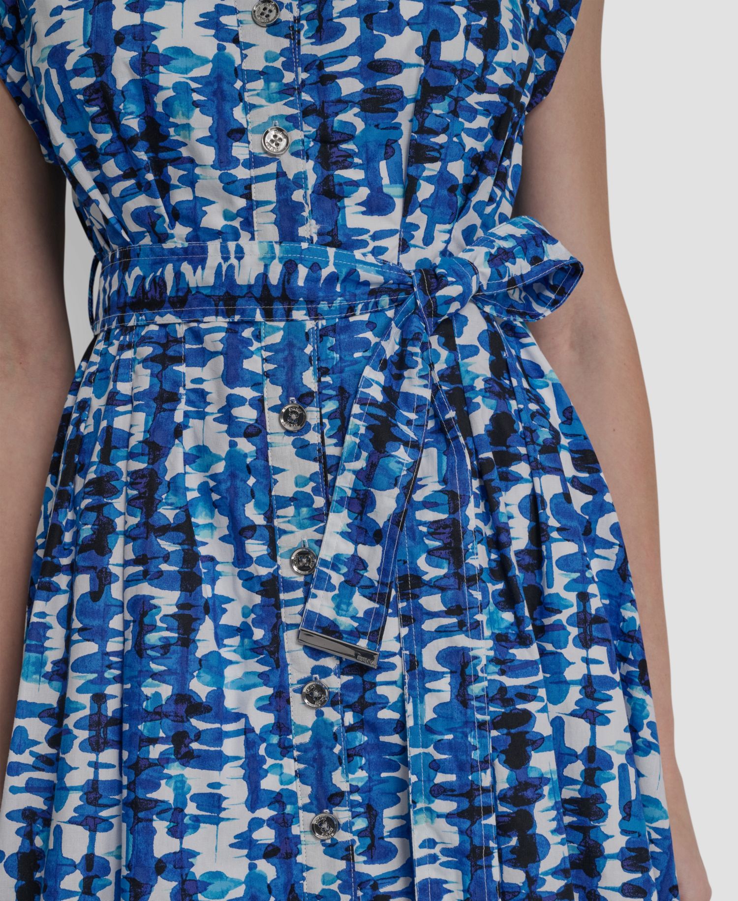 Women's Extended Button-Front Collared Cotton Midi Dress