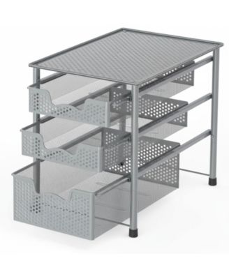 3 Tier White Alloy Steel Sliding Basket Organizer Drawer Cabinet