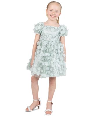 Girls' 2T-6X Square Neck Short-Sleeve Dress