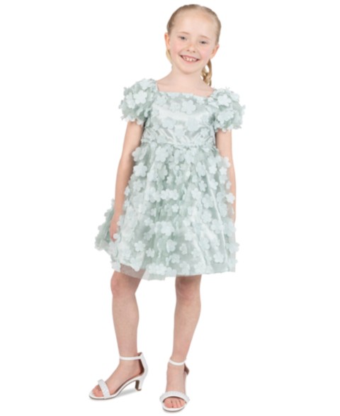 Детские Rare Editions Girls' 2T-6X Square Neck Short-Sleeve Dress