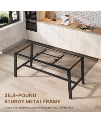 63–83" Extendable Dining Table, Industrial Rectangular Table for 6–8, Expandable Kitchen Table with Heavy-Duty Metal Frame