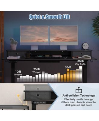 Adjustable Electric Standing Desk with 2 Drawers for Home Office