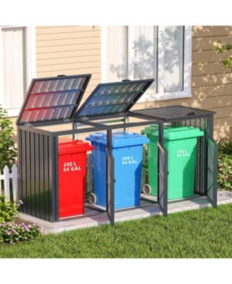 73 Cubic Feet Outdoor Trash Can Storage Shed for 3 Garbage Cans