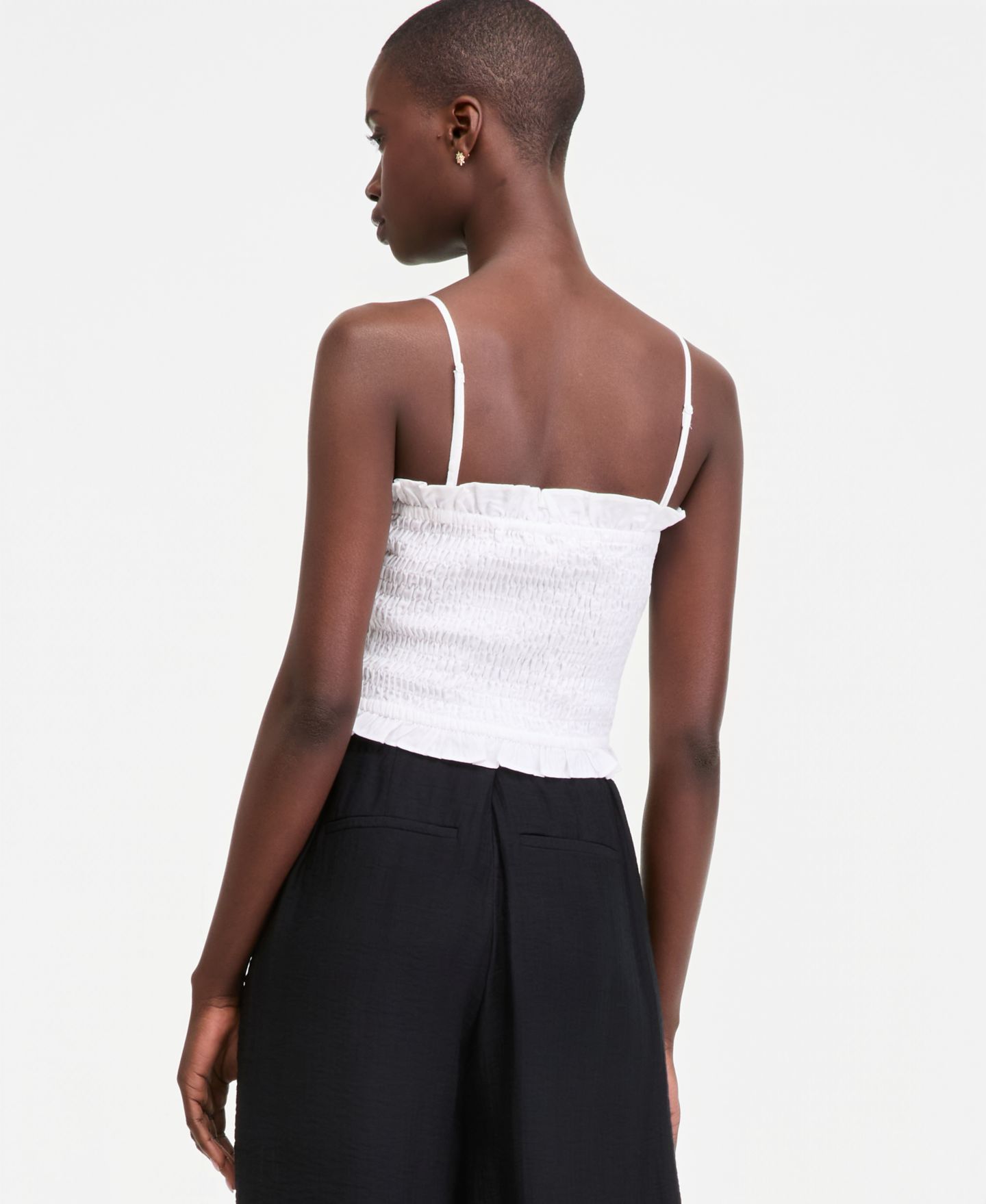 Женский топ On 34th Linen Blend Smocked Cropped Top, цвет: Яркий белый — фото 2