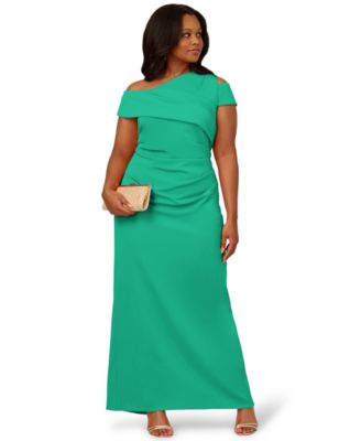 Plus Size Asymmetrical Draped Gown