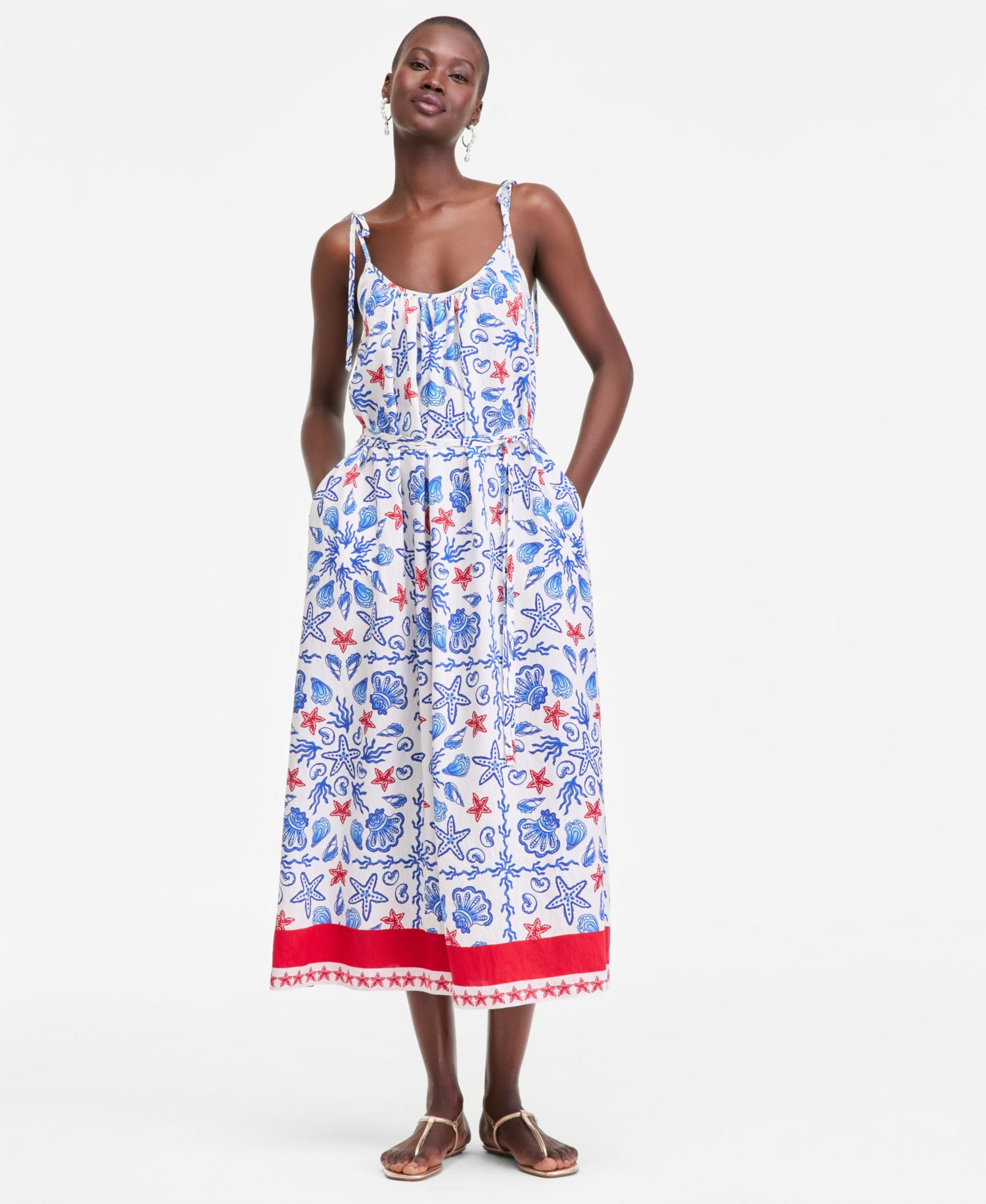 Women's Seashell Tie-Shoulder Maxi Dress