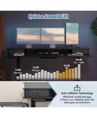  in Electric Standing Desk with 2 Fabric Drawers and Monitor Stand