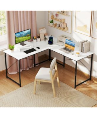 95 in 2-Person L-Shaped Reversible Computer Desk with Monitor Stand