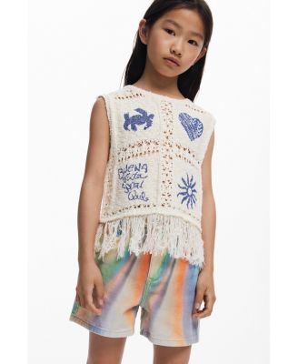 Girls Girls's Crochet sweater with fringes