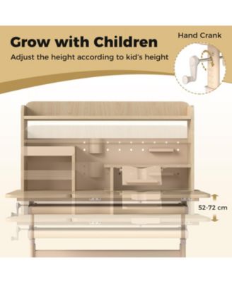 Height Adjustable Kids Writing Desk with Tilt Desktop and Book Stand