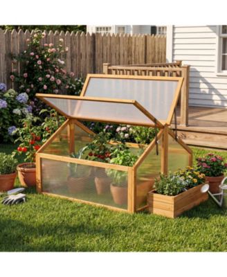 Wood Cold Frame Greenhouse with Openable Transparent Roof