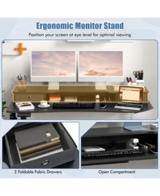in Electric Standing Desk with 2 Drawers and Monitor Stand