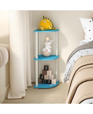 3 Tier Decorative Corner Bookshelf Display Rack, Blue