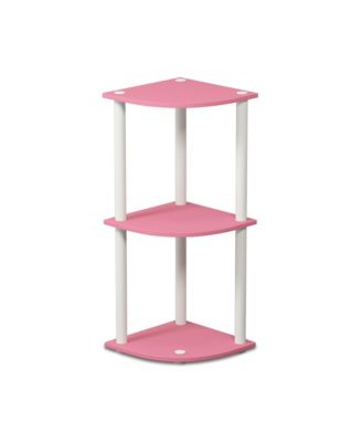 3 Tier Decorative Corner Bookshelf Display Rack, Pink