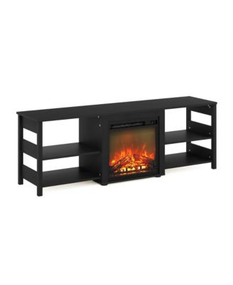 Fireplace TV Stand for up to 75" TV with Storage Shelves, Americano