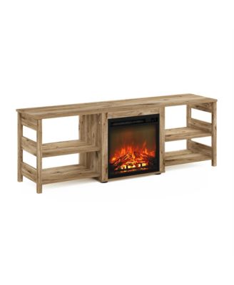 Fireplace TV Stand for up to 75" TV with Storage Shelves, French Oak