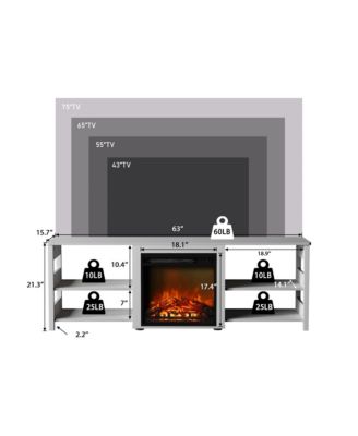 Fireplace TV Stand for up to 75" TV with Storage Shelves