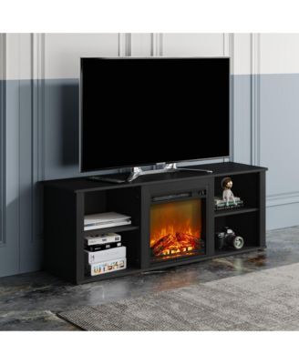 Modern Fireplace TV Stand for TVs up to 65" with 1400W Electric Fireplace, Americano